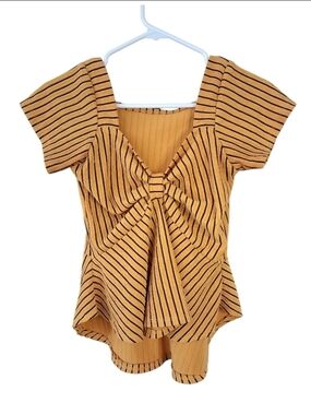Trendy Striped Knot Bow-Front Women's Peplum Top